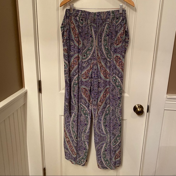 LUCY & LAUREL NEW PANTS SASH BLUE WHITE PINK FLORAL PULL ON STYLE size M NWT - Picture 5 of 7